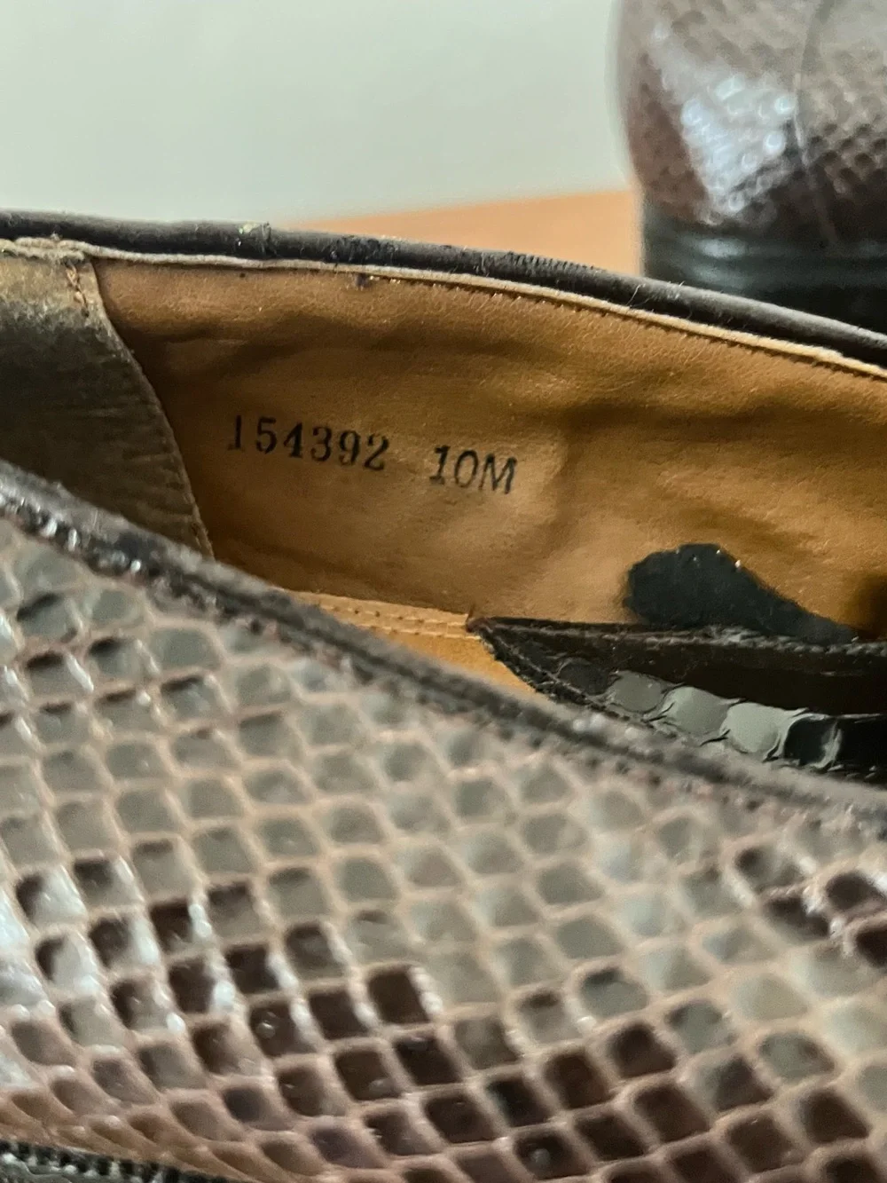 Giorgio Brutini Brown Genuine Snake- Texture Slip-On Loafers with Gold Bit